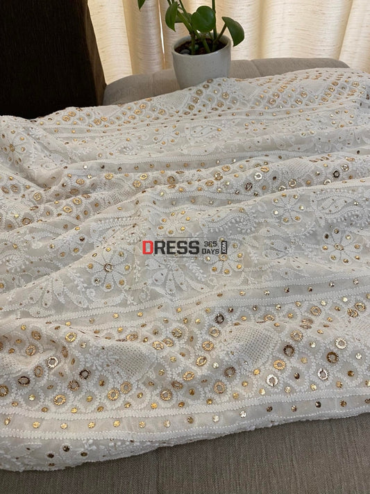 Hand Jaali & Ring Mukaish Chikankari Saree