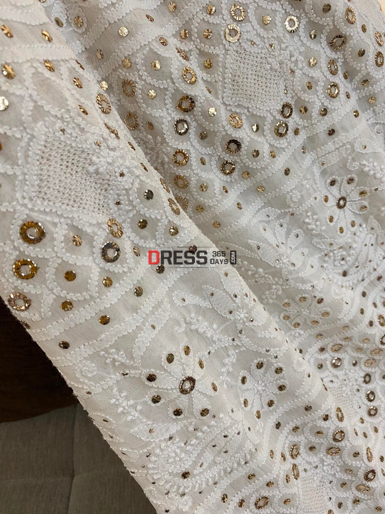 Hand Jaali & Ring Mukaish Chikankari Saree