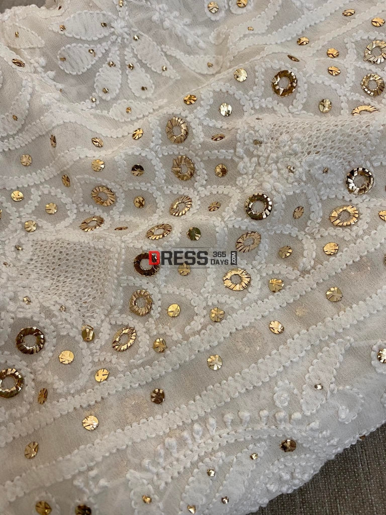 Hand Jaali & Ring Mukaish Chikankari Saree