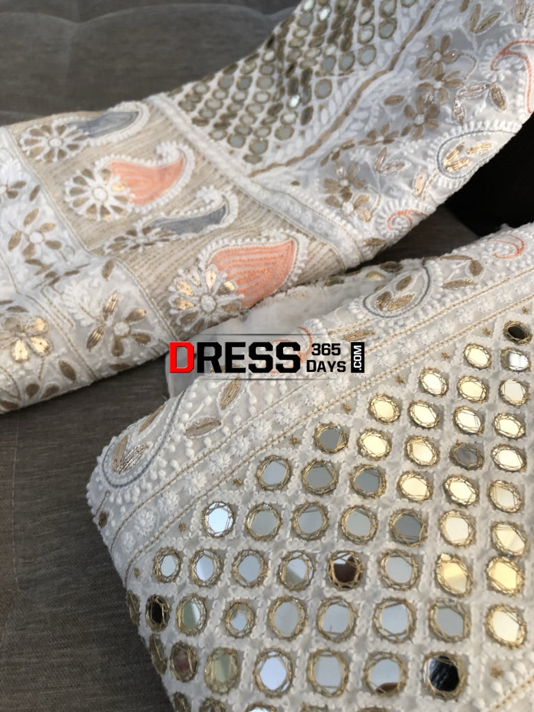 Heavy Mirror Work Multicolour Chikankari Lehenga Set
