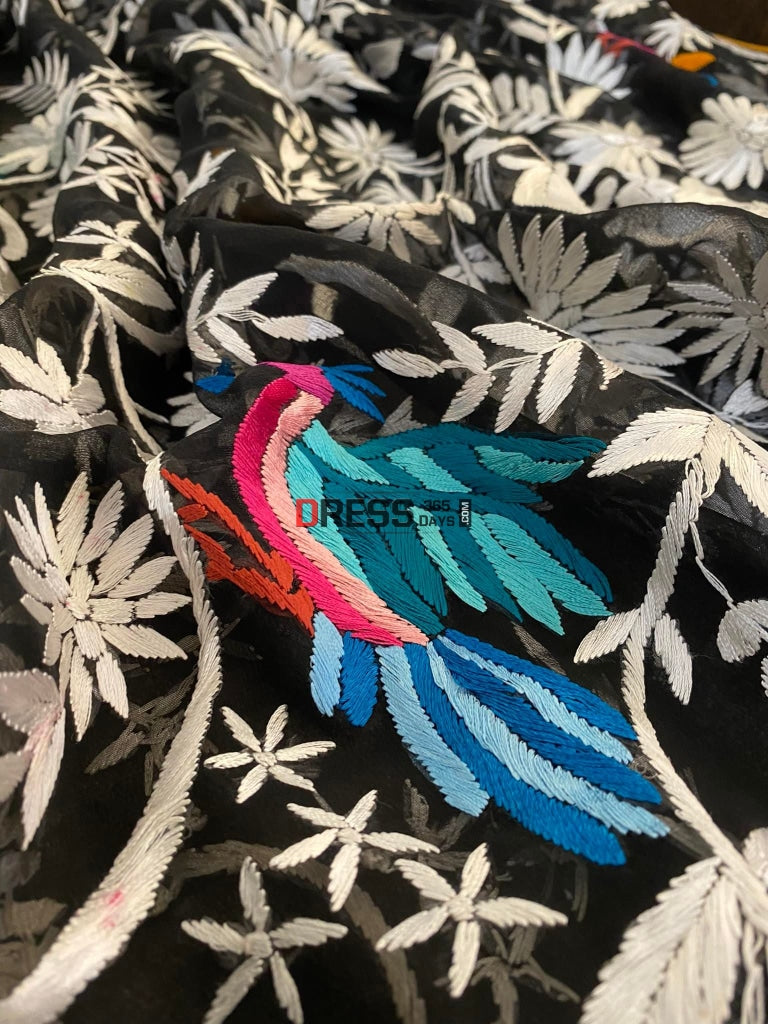 Heirloom Black Multicolour Parsi Gara Dupatta