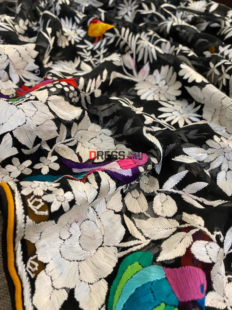 Heirloom Black Multicolour Parsi Gara Dupatta