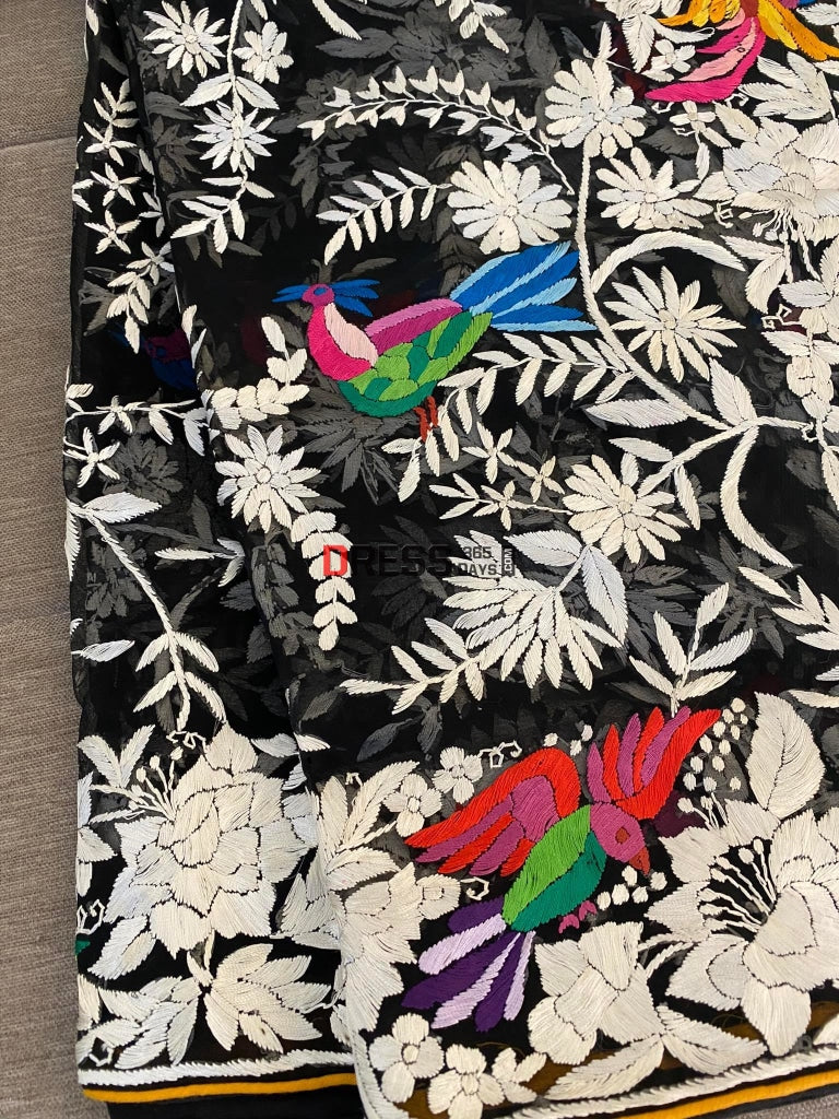 Heirloom Black Multicolour Parsi Gara Dupatta