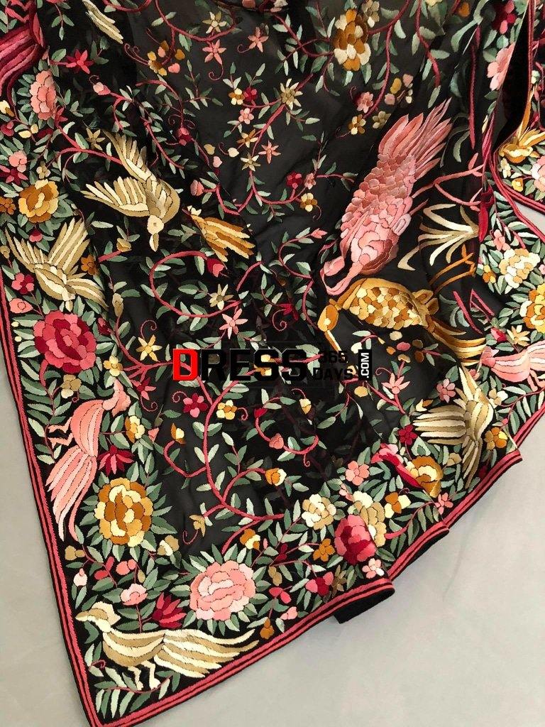 Heirloom Hand Embroidered Multicolour Parsi Gara Dupatta