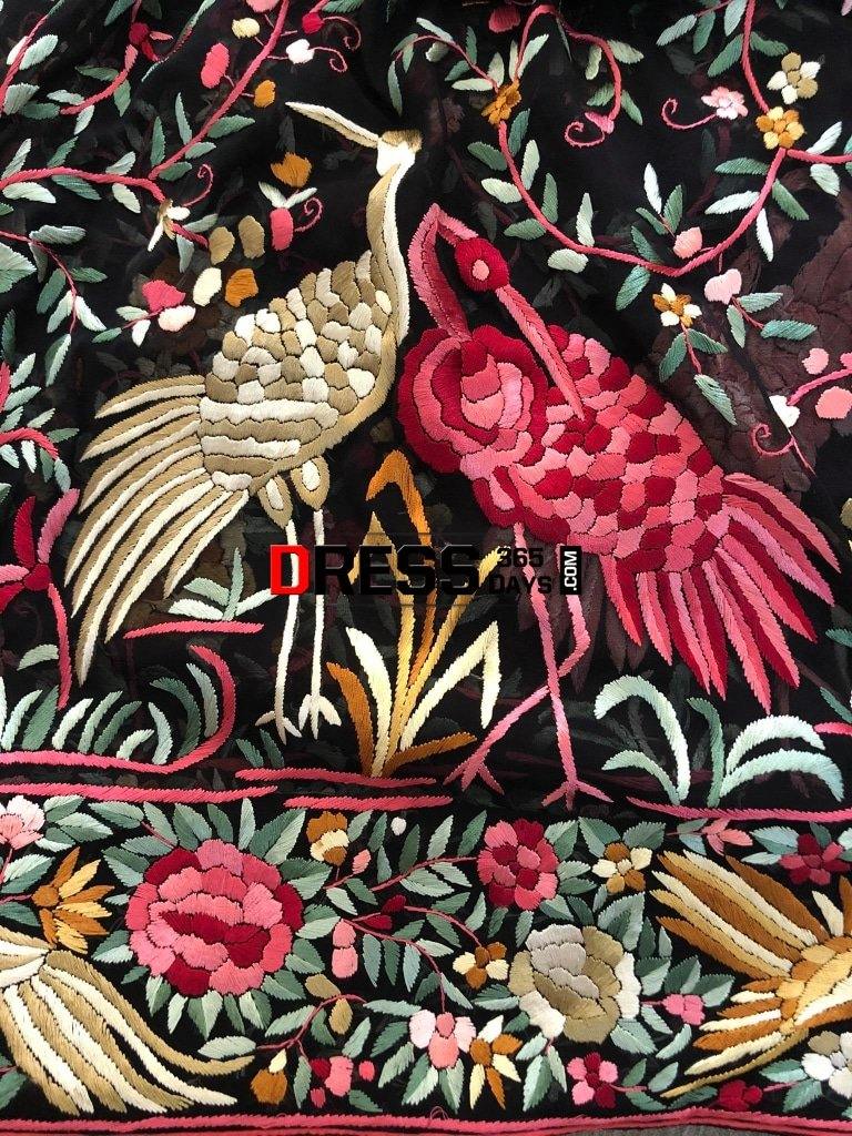 Heirloom Hand Embroidered Multicolour Parsi Gara Dupatta