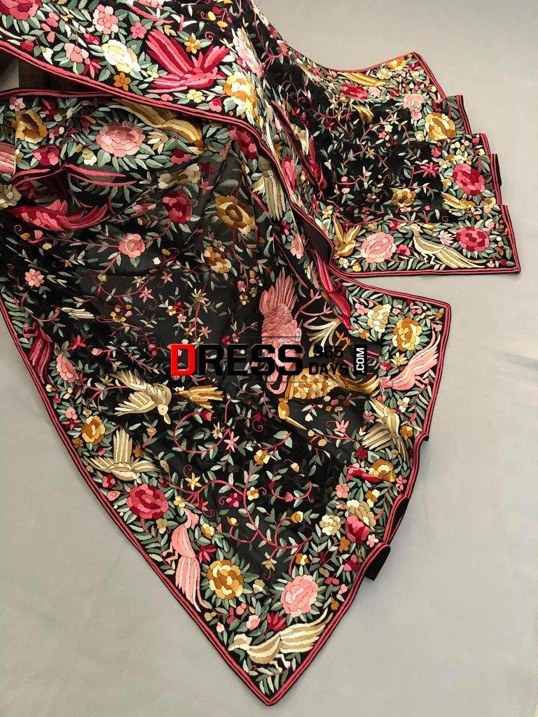 Heirloom Hand Embroidered Multicolour Parsi Gara Dupatta