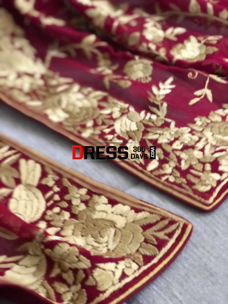 Heirloom Red & Gold Parsi Gara Dupatta