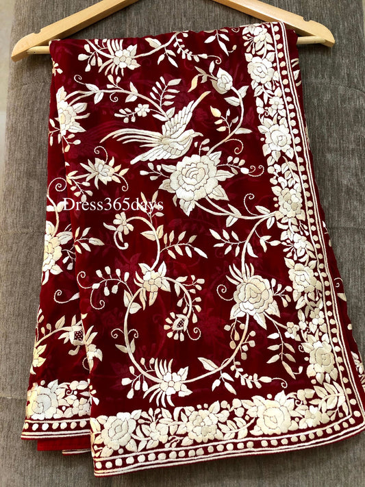 Pre-Order Parsi Gara Hand Embroidered Dupatta