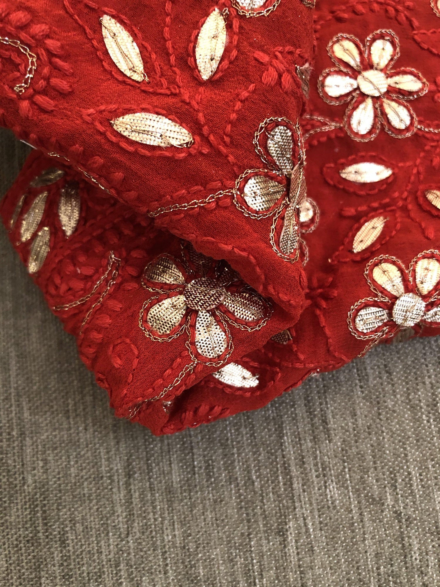 Red Gota Patti Chikankari Dupatta - Dress365days