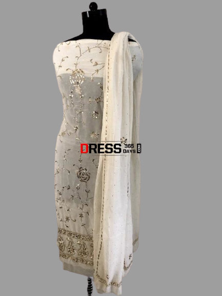 Ivory All Over Mukaish Suit - Dress365days