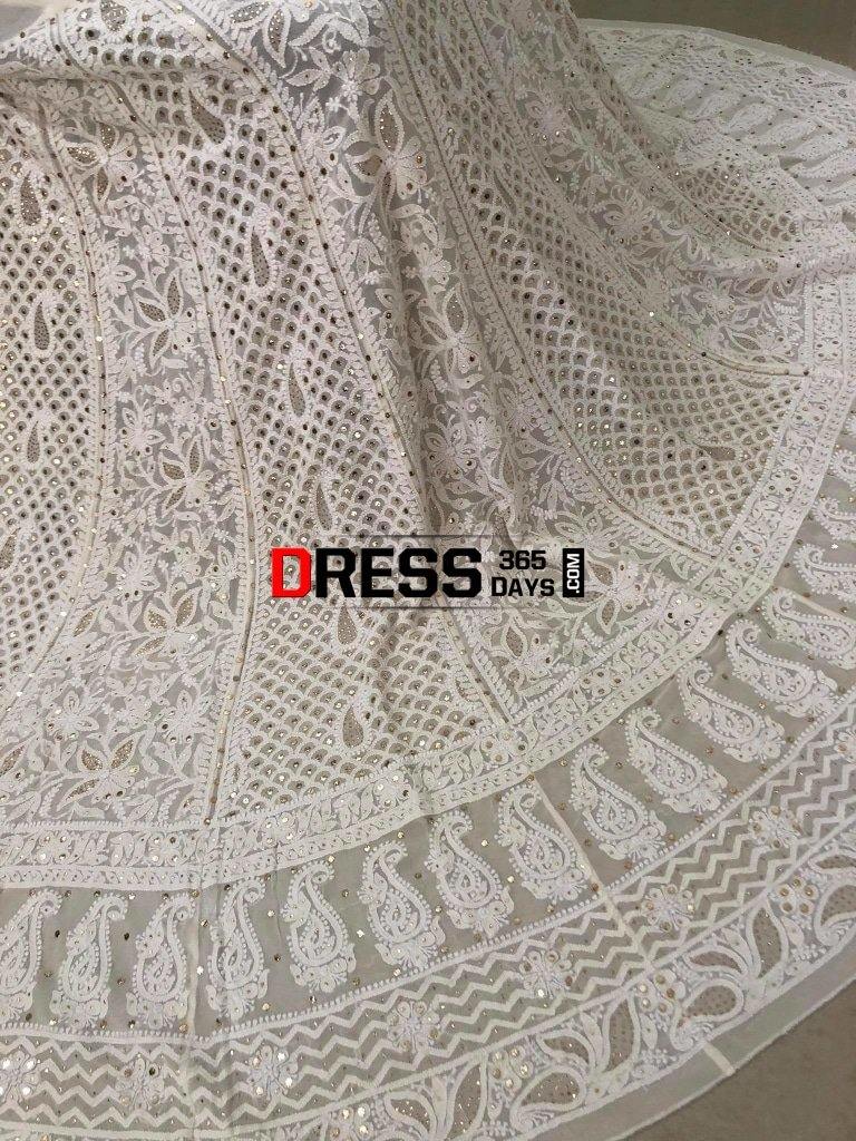 Ivory Chikankari Hand Embroidered Lehenga Set