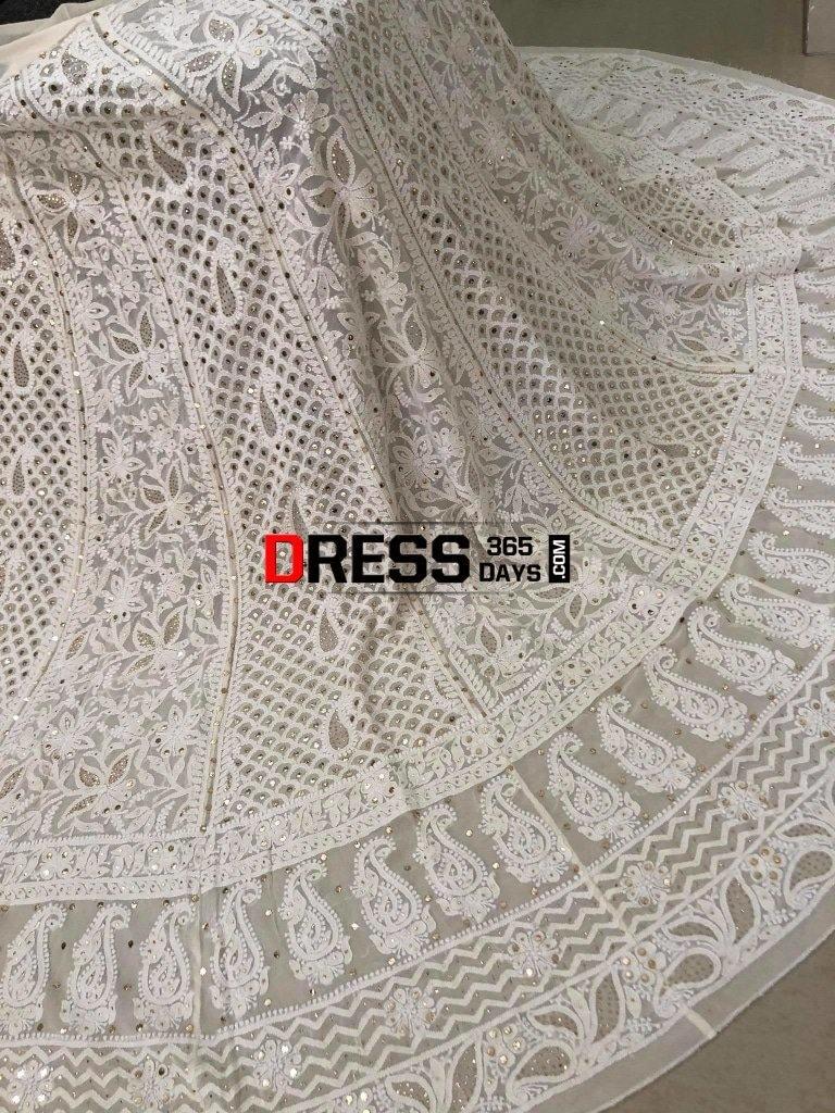 Ivory Chikankari Hand Embroidered Lehenga Set