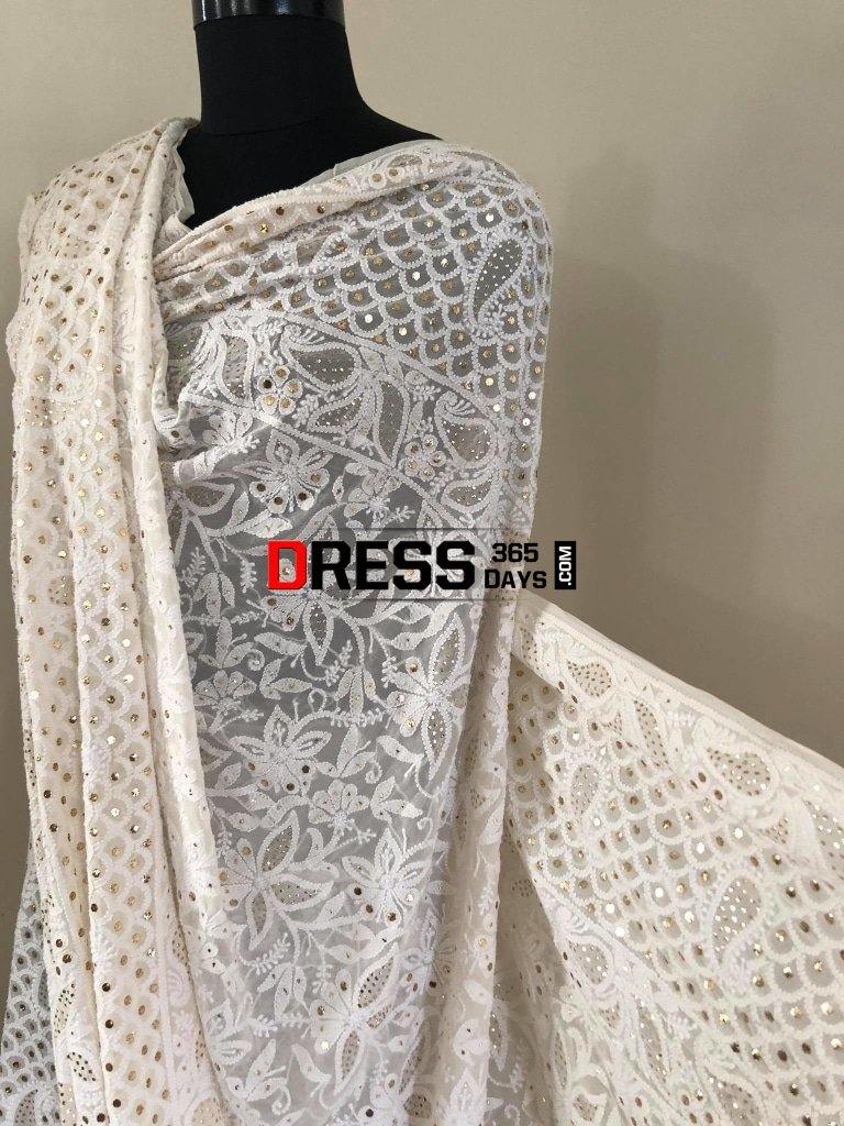 Ivory Chikankari Hand Embroidered Lehenga Set