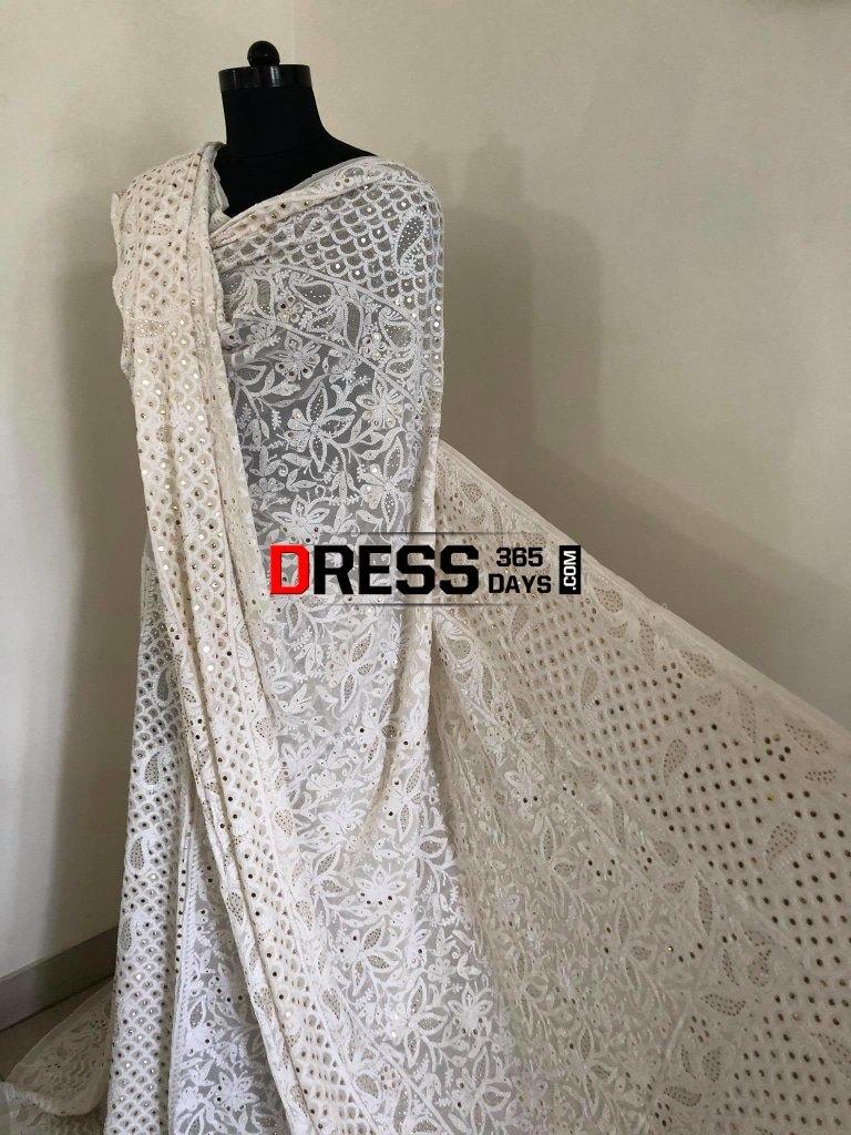 Ivory Chikankari Hand Embroidered Lehenga Set