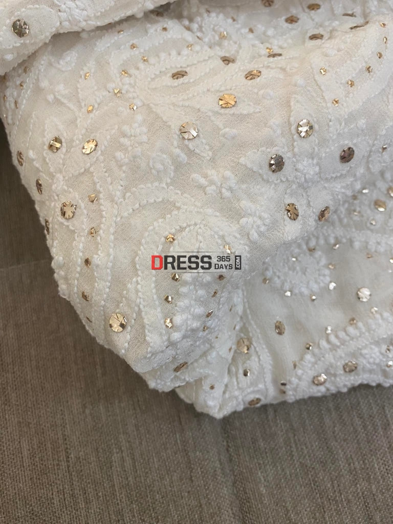Ivory Chikankari Hand Jaali & Mukaish Lehenga Set