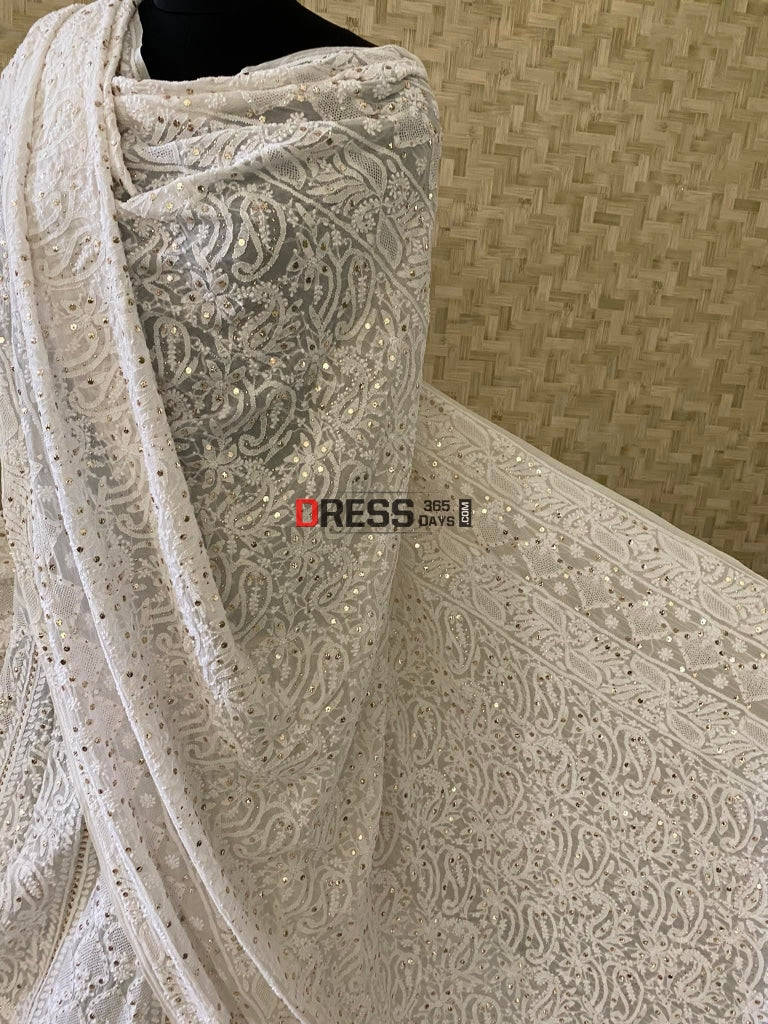 Ivory Chikankari Hand Jaali & Mukaish Lehenga Set