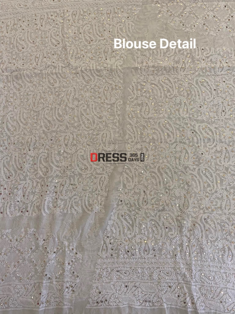 Ivory Chikankari Hand Jaali & Mukaish Lehenga Set