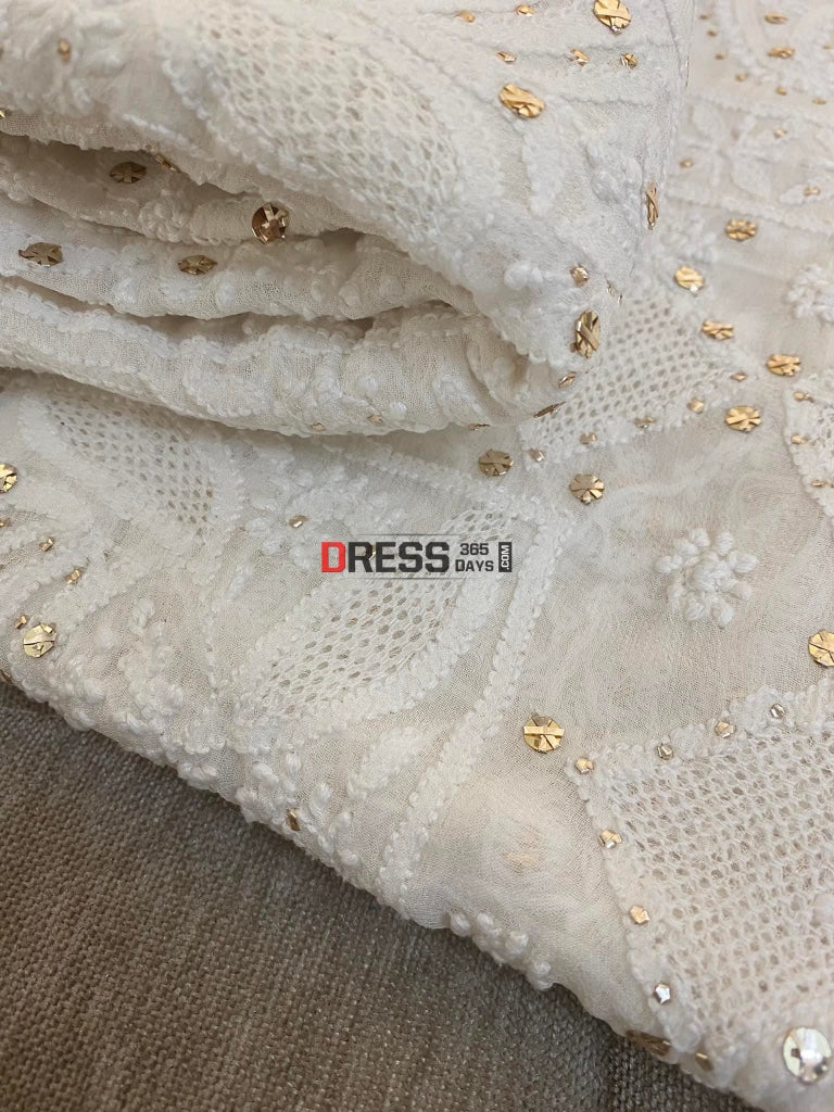Ivory Chikankari Hand Jaali & Mukaish Lehenga Set