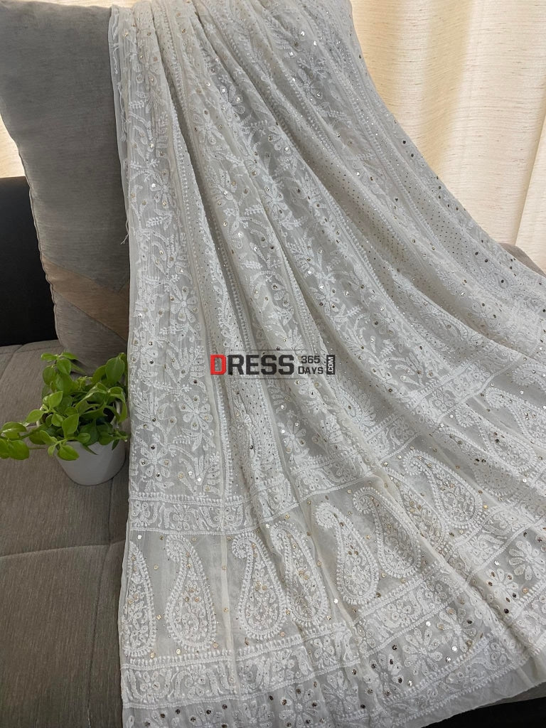 Ivory Chikankari & Kamdani Anarkali Suit