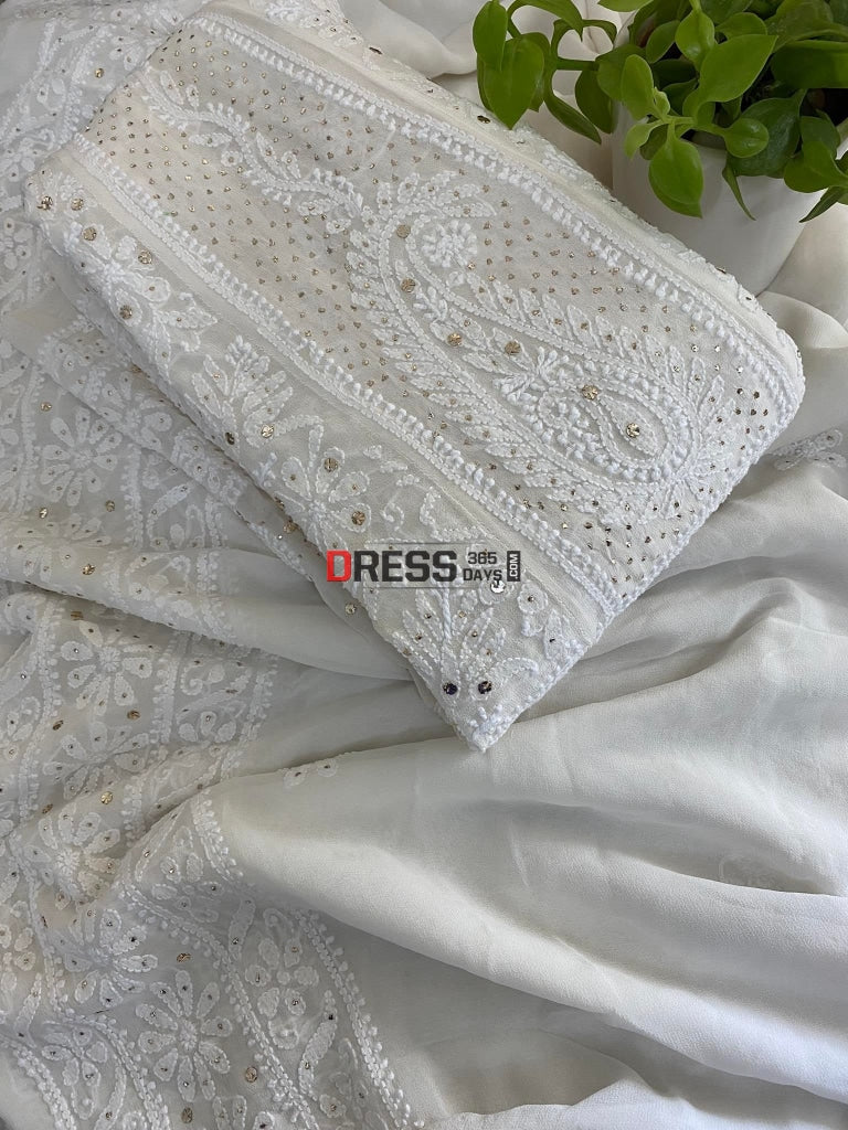 Ivory Chikankari & Kamdani Anarkali Suit