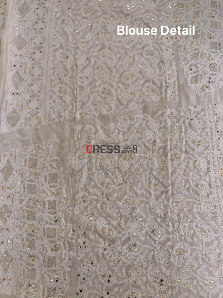 Ivory Chikankari Kamdani Lehenga Set