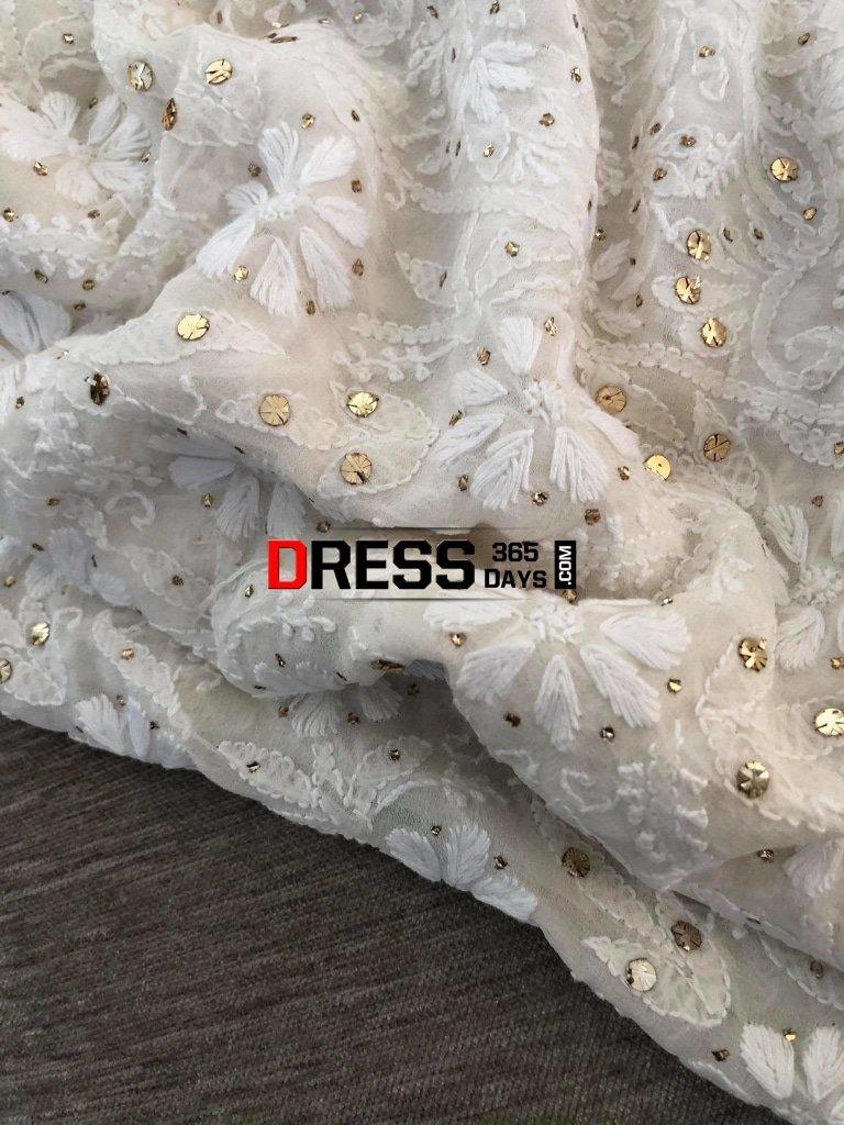 Ivory Chikankari Kamdani Saree