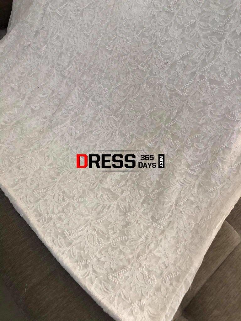 Ivory Chikankari Running Fabric-Pure Georgette Suits