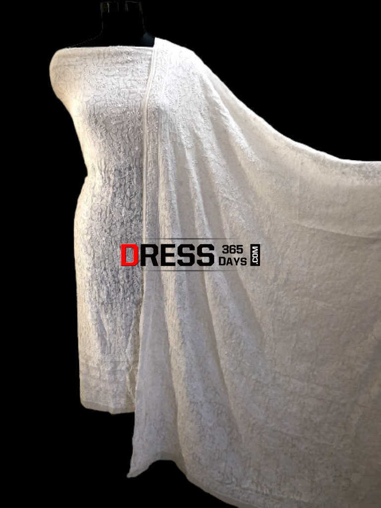 Ivory Chikankari Suit With Embroidered Dupatta Suits