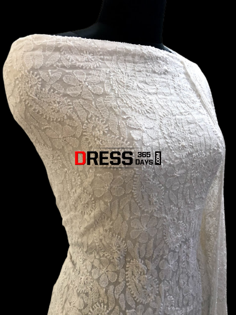 Ivory Chikankari Suit With Embroidered Dupatta Suits