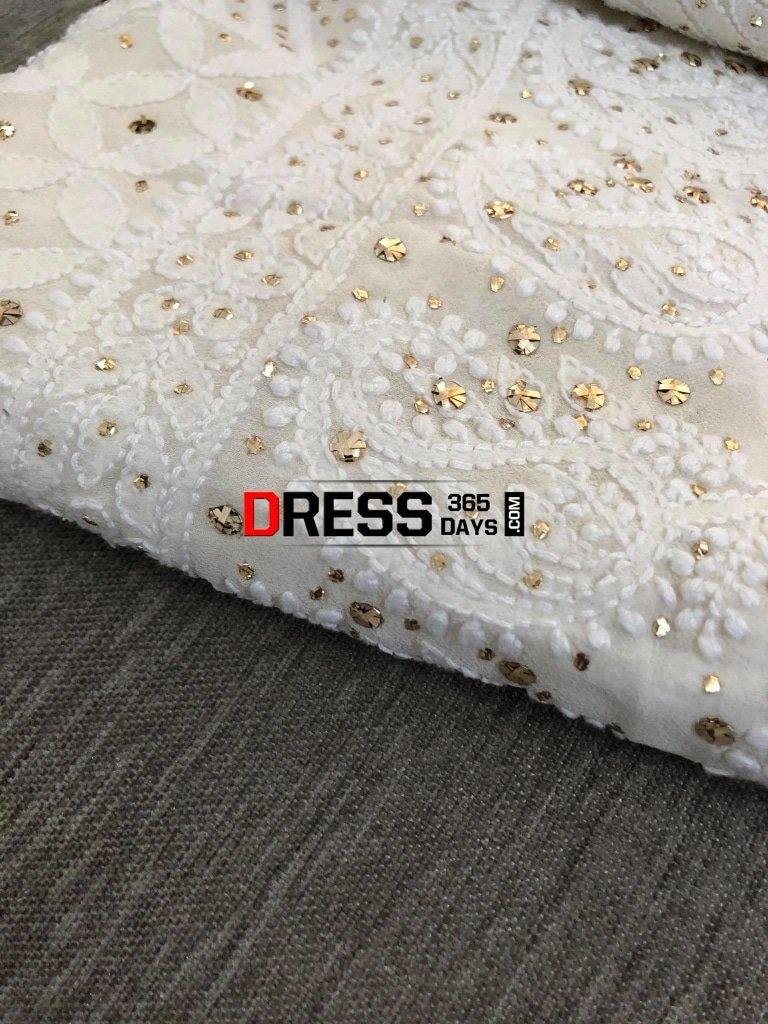 Ivory Chikankari Suit With Fully Embroidered Dupatta And Lower Fabric Suits
