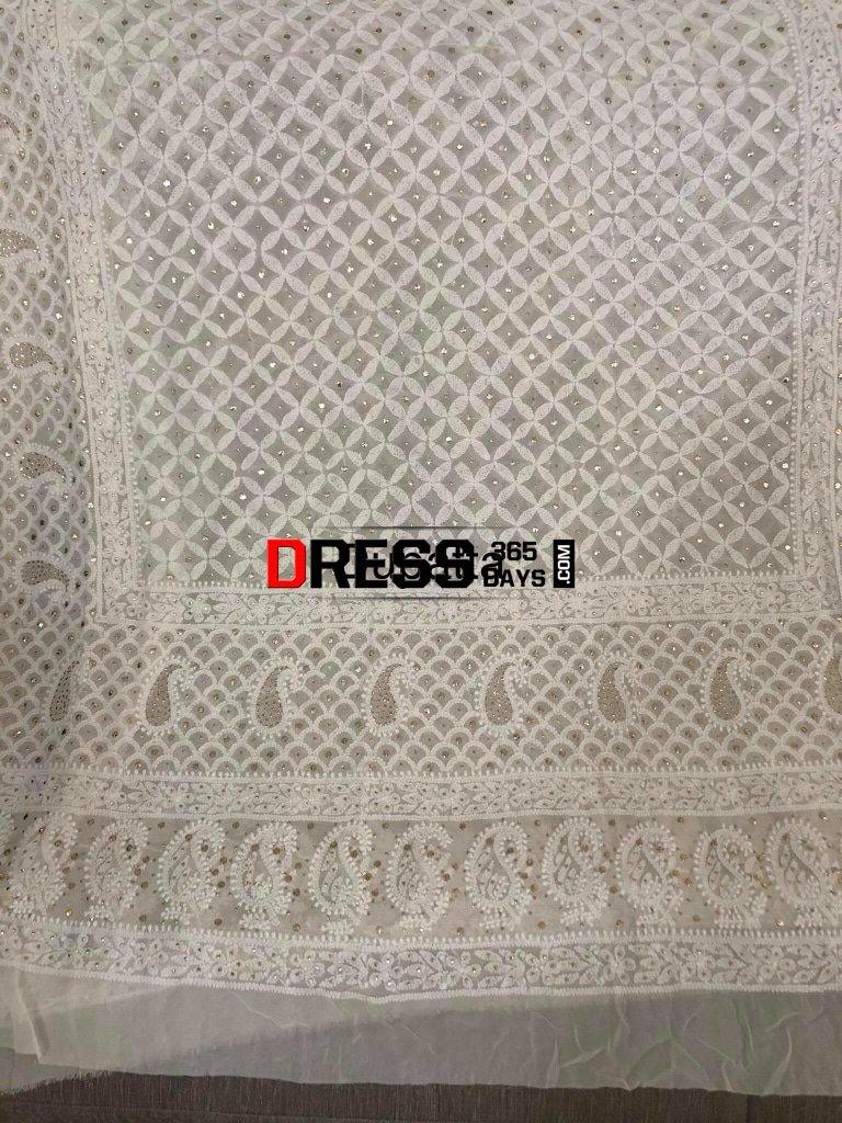 Ivory Chikankari Suit With Fully Embroidered Dupatta And Lower Fabric Suits