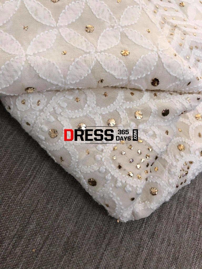 Ivory Chikankari Suit With Fully Embroidered Dupatta And Lower Fabric Suits