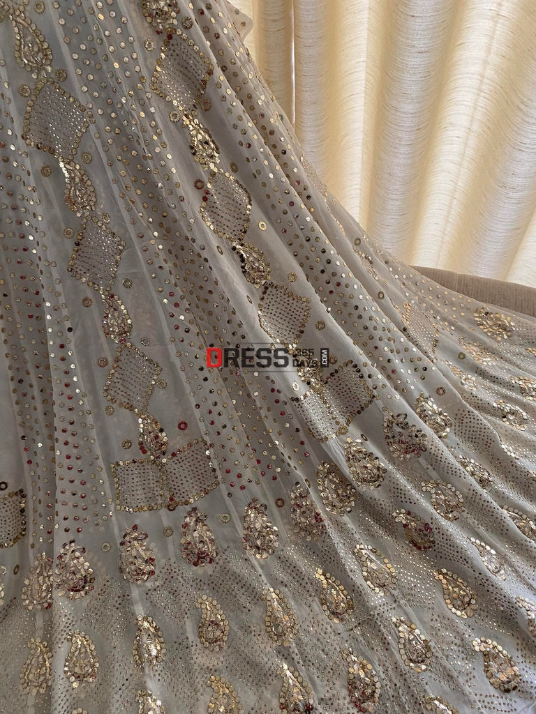 Ivory Designer Kamdani Work Anarkali Suit – Dress365days