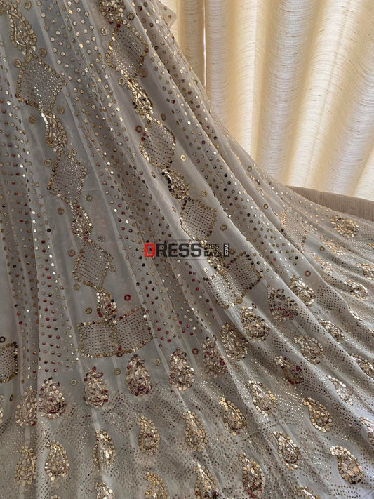 Ivory Designer Kamdani Work Anarkali Suit Chikankari