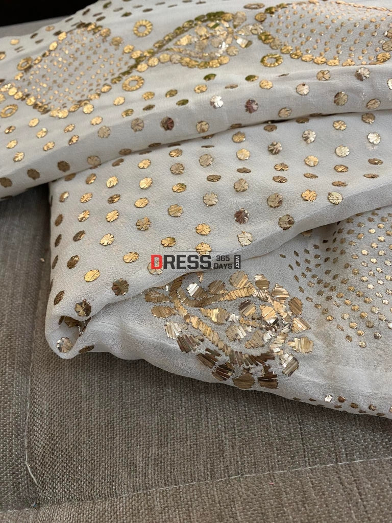 Ivory Designer Kamdani Work Anarkali Suit Chikankari