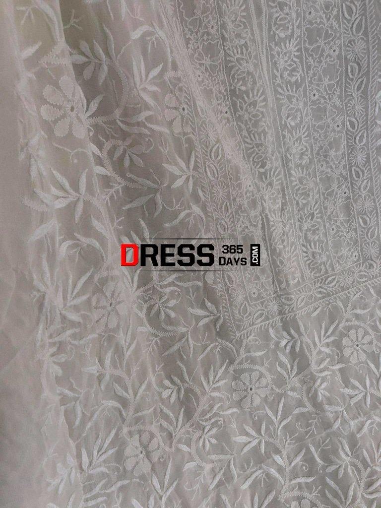 Ivory Fine Chikankari Front Back Embroidered Suit Suits