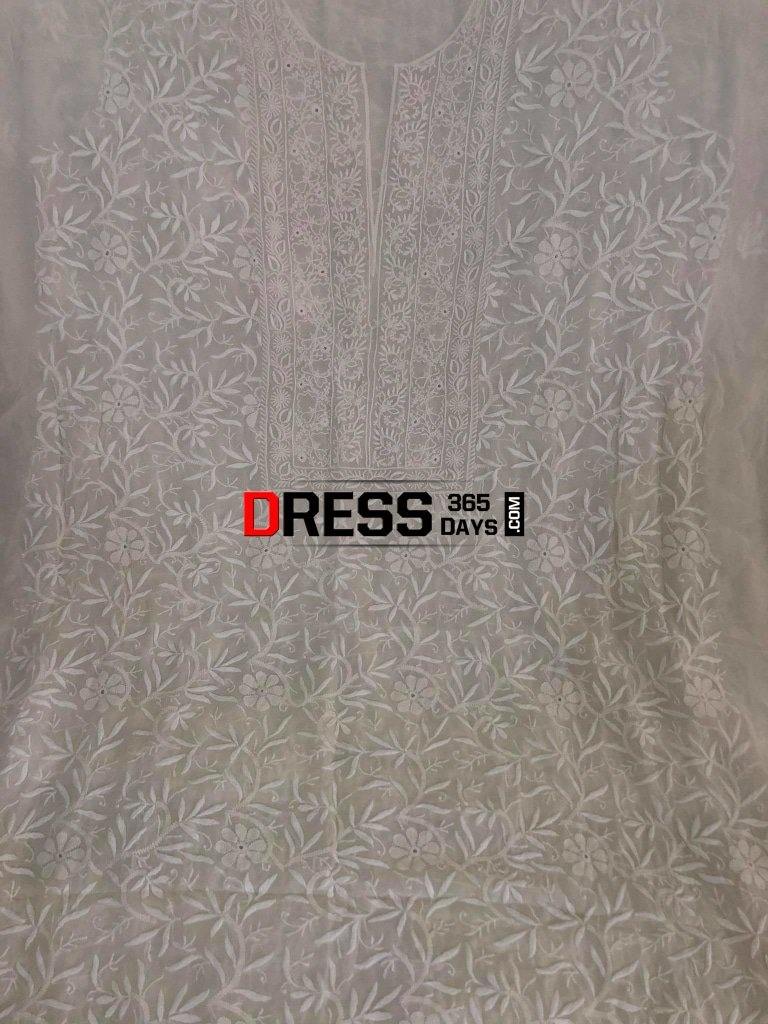 Ivory Fine Chikankari Front Back Embroidered Suit Suits