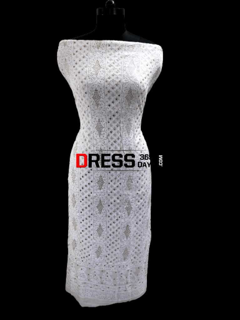 Ivory Front & Back Chikankari Kamdani Suit Suits