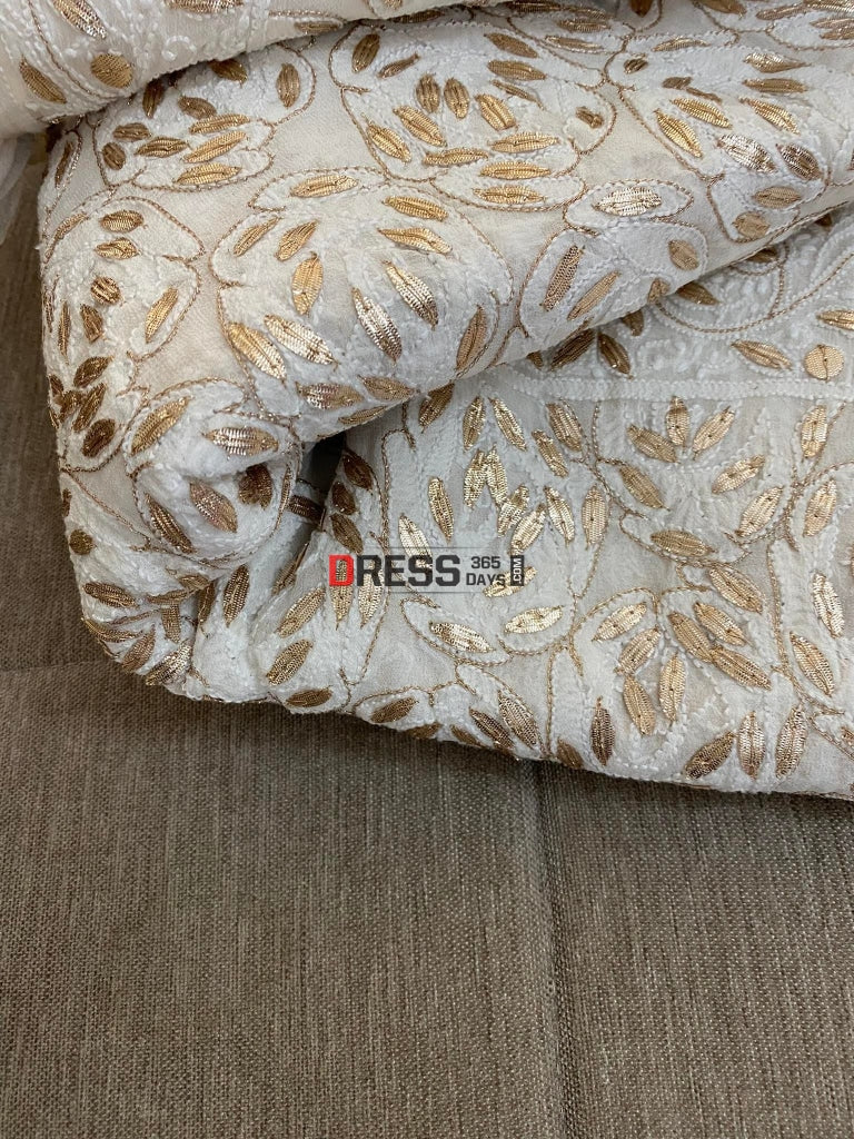 Ivory Gota Patti Chikankari Saree