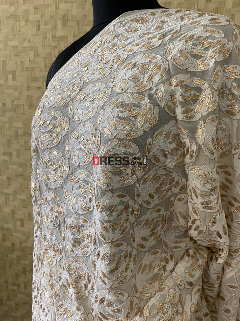 Ivory Gota Patti Chikankari Saree