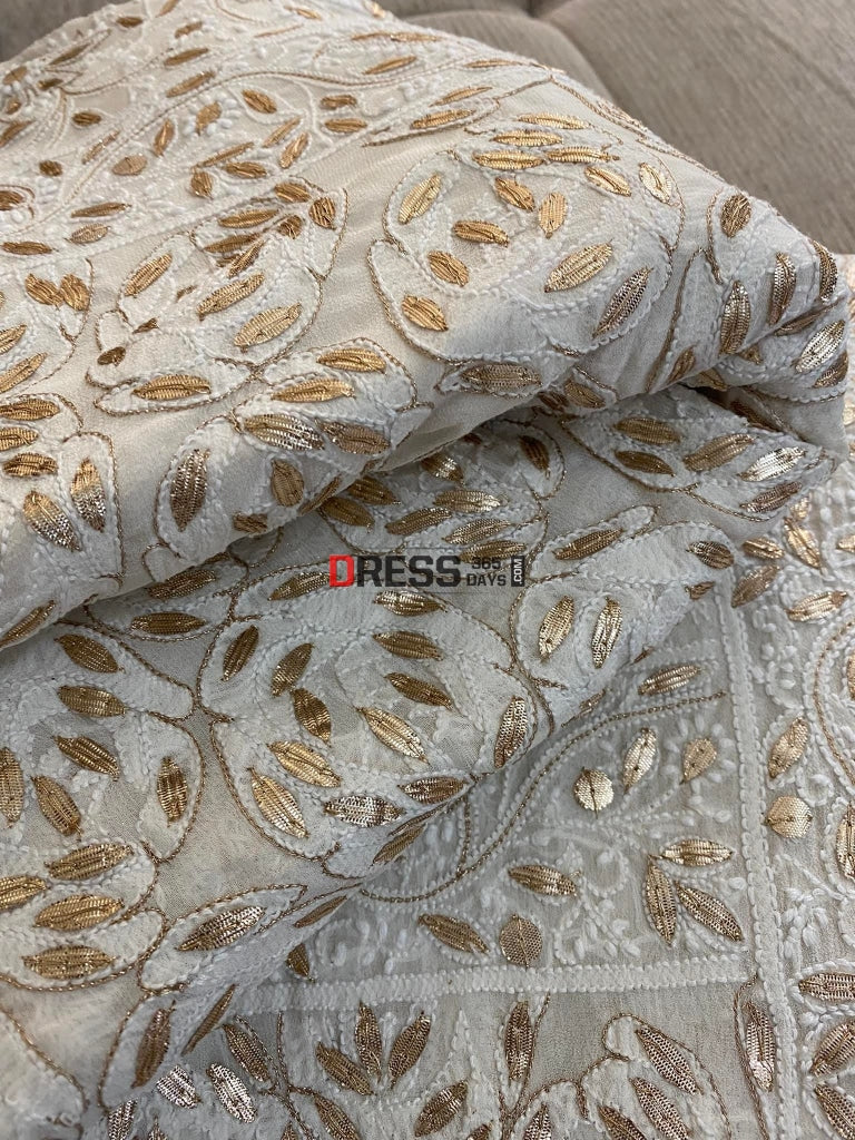 Ivory Gota Patti Chikankari Saree