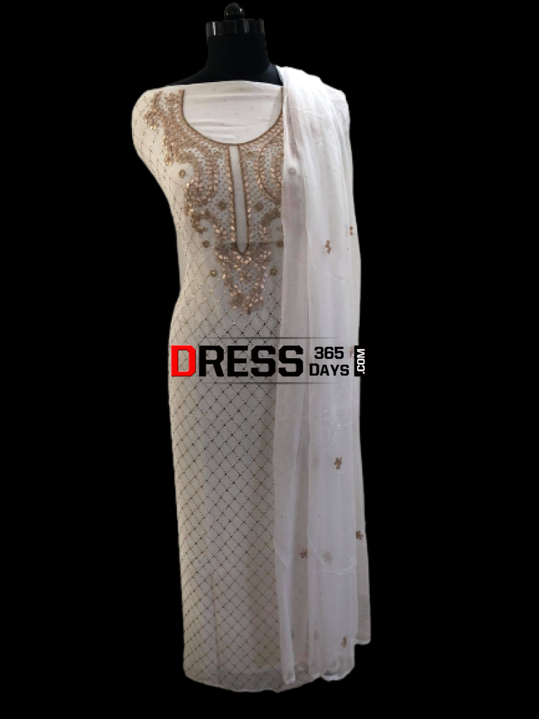 Ivory Gota Patti & Kamdani Suit Suits