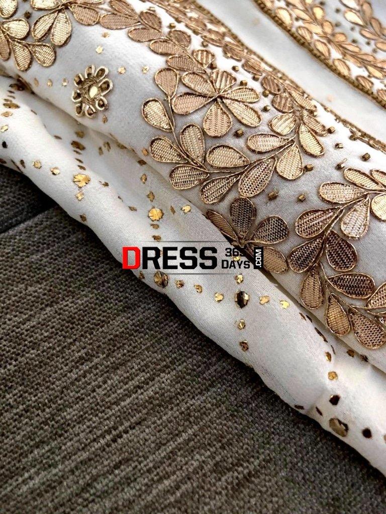 Ivory Gota Patti & Kamdani Suit Suits