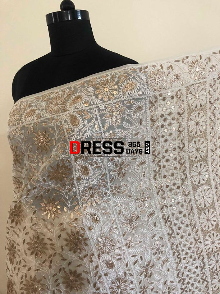 Party Wear Gota Patti Lucknow Chikankari Saree