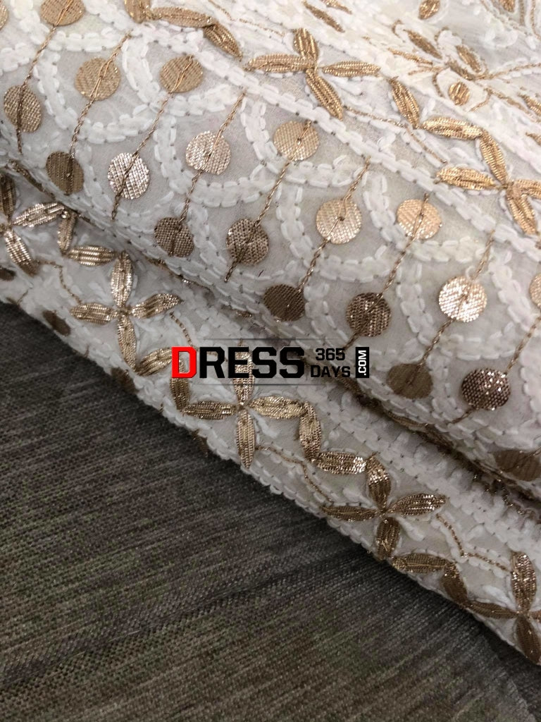 Ivory Gota Patti Lucknow Chikankari Saree