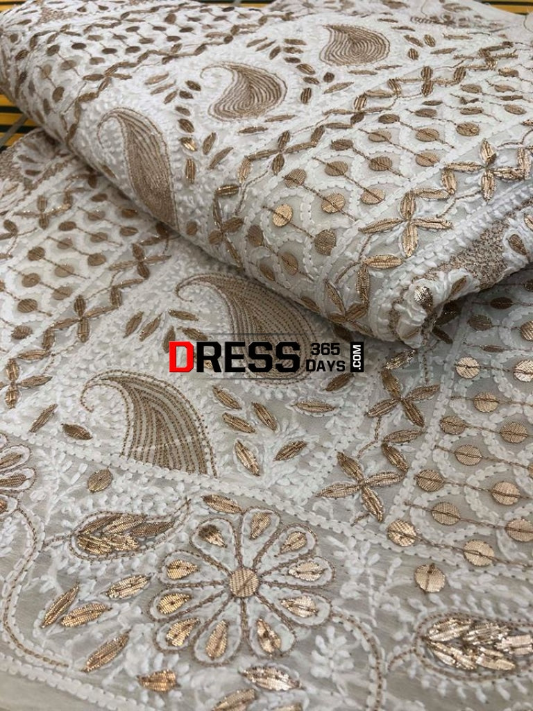Party Wear Gota Patti Lucknow Chikankari Saree