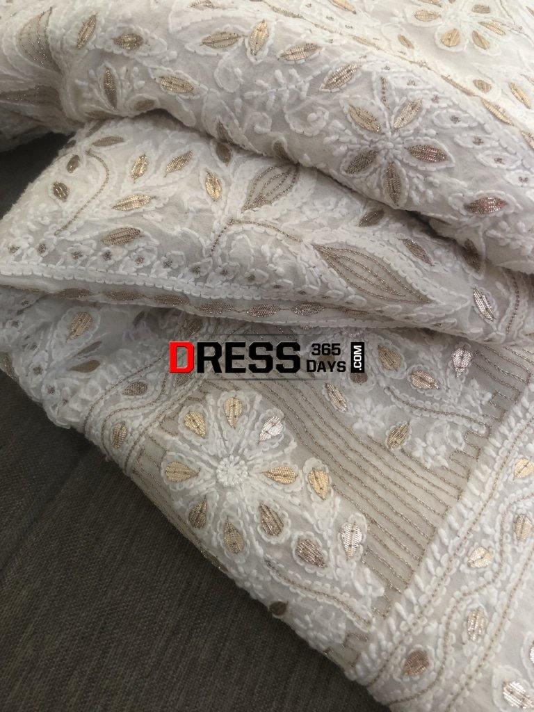Ivory Gota Patti & Pearls Chikankari Lehenga Skirt (Only Skirt)