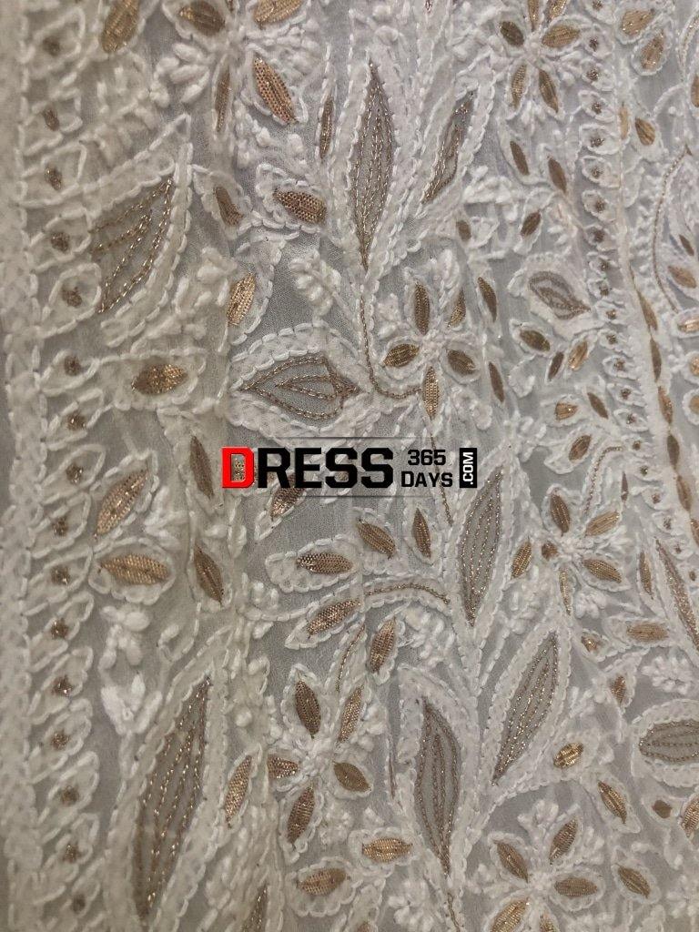 Ivory Gota Patti & Pearls Chikankari Lehenga Skirt (Only Skirt)