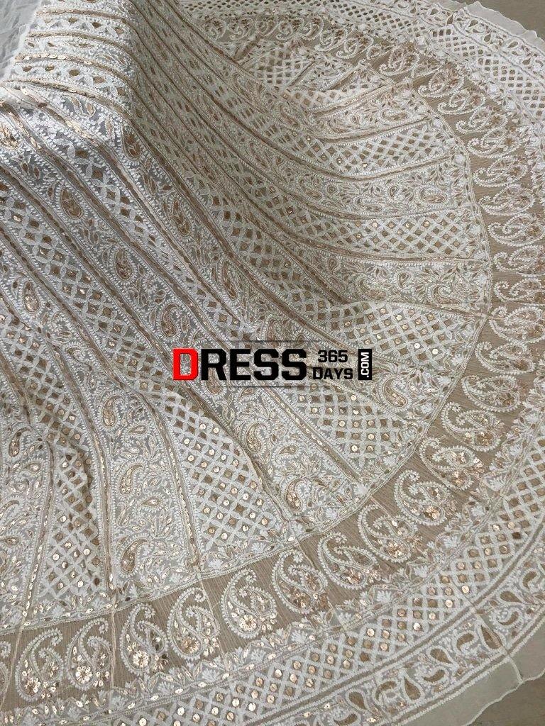 Ivory Hand Crafted Gota Patti Chikankari Lehenga Skirt (Lehenga Only))