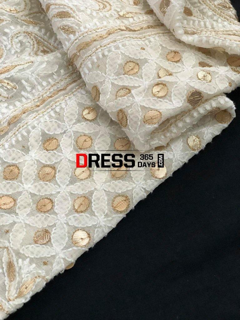Ivory Hand Crafted Gota Patti Chikankari Lehenga Skirt (Lehenga Only))